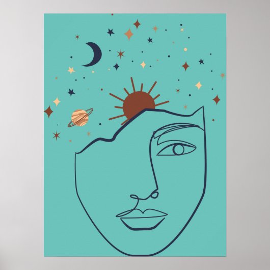 Abstrakte Frau und Sterne Poster (Vorne)