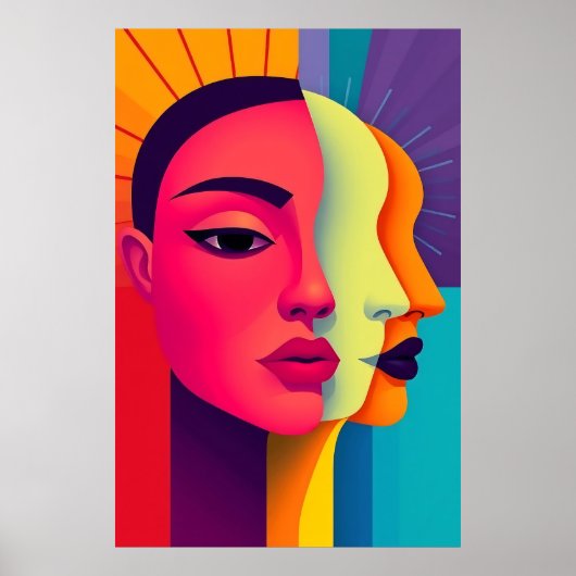 Abstrakte Frauen Gesichter Poster (Vorne)