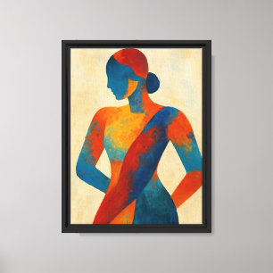 Abstrakte Frauen in Rot und Blau Leinwanddruck