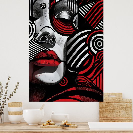 Abstrakte Frauen konfrontieren Poster (Küche)