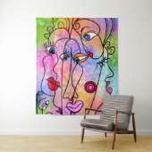 Abstrakte Frauen sehen Moods gegenüber - kubistisc Wandteppich (Beispiel)