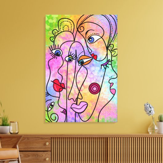 Abstrakte Frauen sehen sich Canvas gegenüber, druc Leinwanddruck (Insitu (Wohnzimmer))