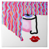 Abstrakte Frauengesicht Fliese (Vorderseite)