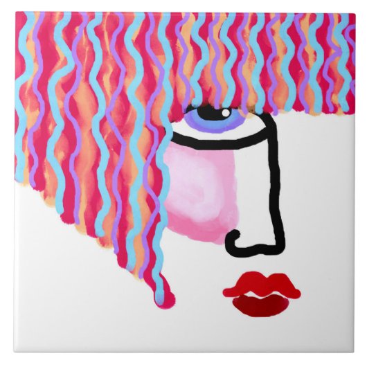 Abstrakte Frauengesicht Fliese (Vorderseite)