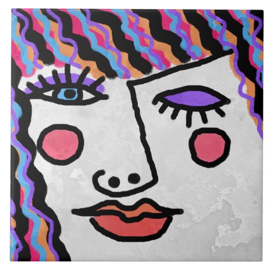 Abstrakte Frauengesicht Fliese (Vorderseite)