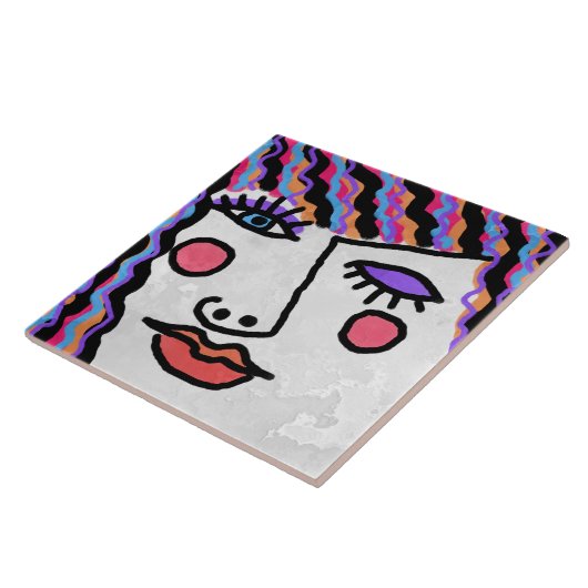 Abstrakte Frauengesicht Fliese (Seite)