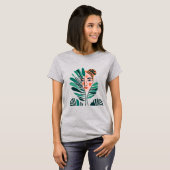 Abstrakte Frauengesicht hinter drei Blätter T-Shirt (Vorne ganz)
