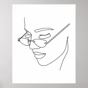 Abstrakte Frauengesicht mit Sonnenbrille Art Poster