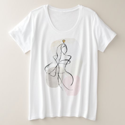 Abstrakte Frauenkunst, Eine-Linie-Skizze Große Größe T-Shirt (Design vorne)