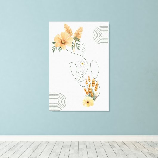 Abstrakte Frauenkunst mit orangefarbenen Blume Leinwanddruck (Insitu (Holzboden))