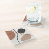 Abstrakte Freeform-Formen - braun und schwarz Glasuntersetzer (Schrägansicht)