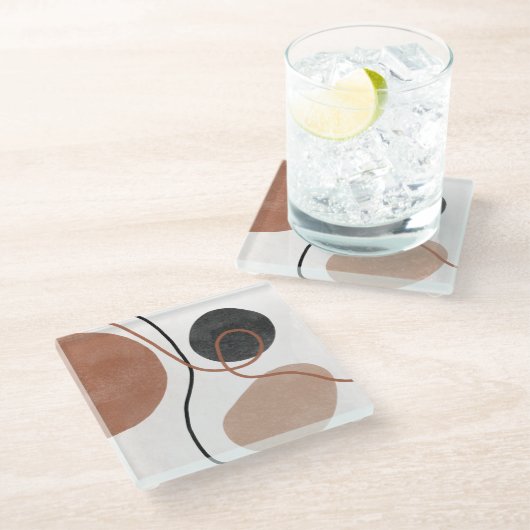 Abstrakte Freeform-Formen - braun und schwarz Glasuntersetzer (Schrägansicht)