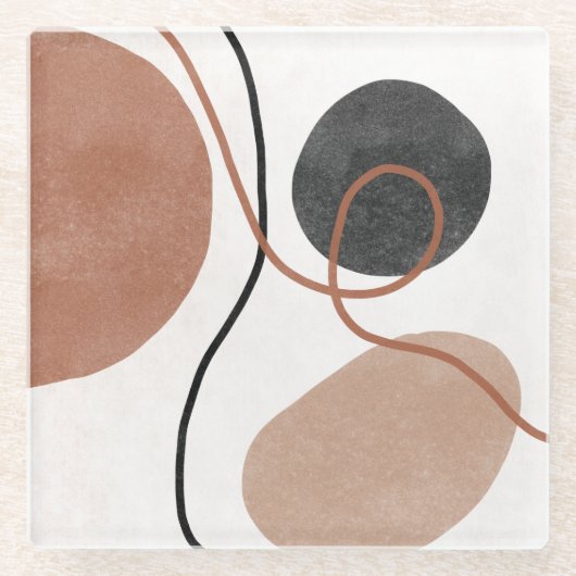 Abstrakte Freeform-Formen - braun und schwarz Glasuntersetzer (Vorderseite)