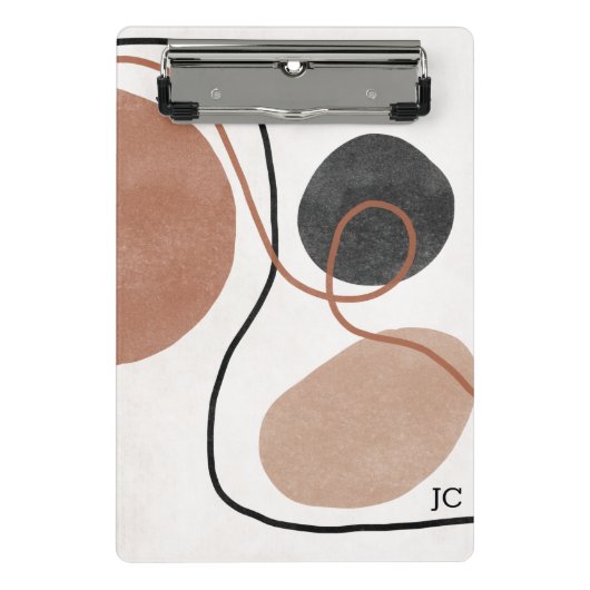 Abstrakte Freeform-Formen - braun und schwarz Mini Klemmbrett (Vorderseite)