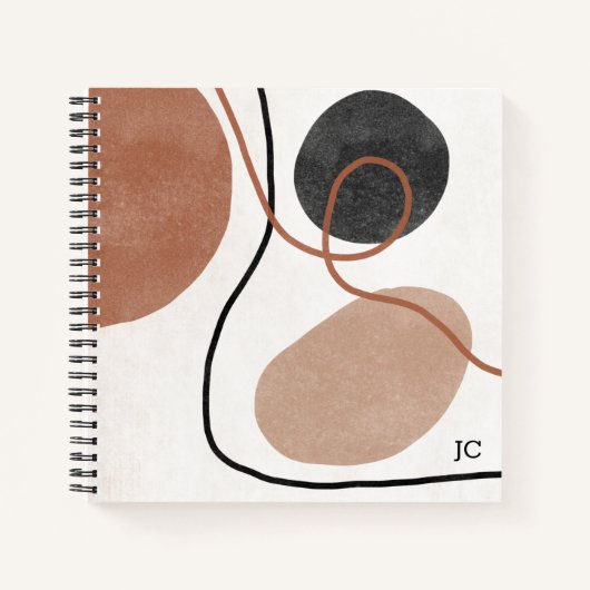 Abstrakte Freeform-Formen - braun und schwarz Notizblock (Vorderseite)