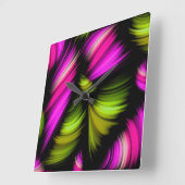 Abstrakte Frequenzbänder rosa grün Quadratische Wanduhr (Winkel)