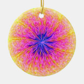 Abstrakte Freude Rosa und Orange Keramik Ornament (Vorne)