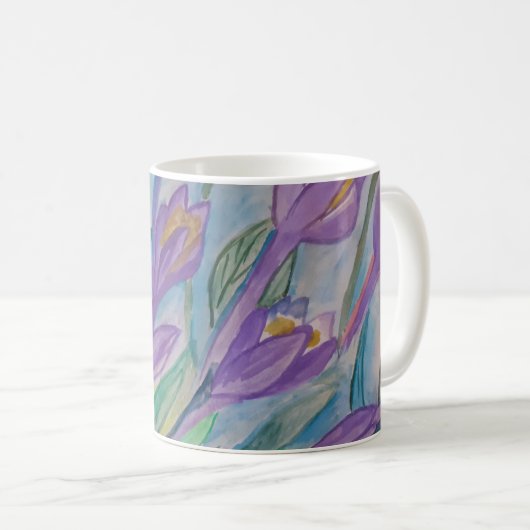 Abstrakte Frühlings-Crocus-Tasse Kaffeetasse (VorderseiteRechts)