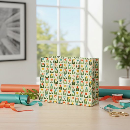 Abstrakte Frühlingsblumen Große Geschenktasche Geschenktüte