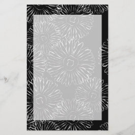 Abstrakte Frühlingsblumen in Schwarz-Weiß Briefpapier