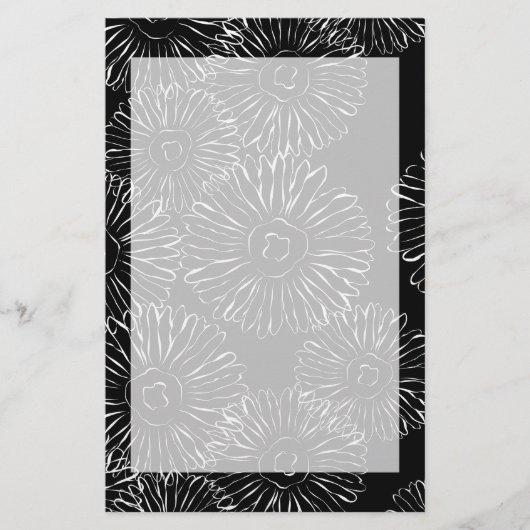 Abstrakte Frühlingsblumen in Schwarz-Weiß Briefpapier (Vorderseite)