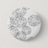 Abstrakte Frühlingsblumen in Schwarz-Weiß Button (Vorderseite)