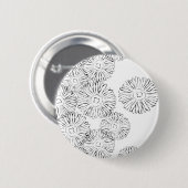 Abstrakte Frühlingsblumen in Schwarz-Weiß Button (Vorne & Hinten)