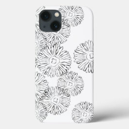 Abstrakte Frühlingsblumen in Schwarz-Weiß Case-Mate iPhone Hülle