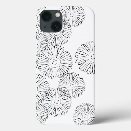Abstrakte Frühlingsblumen in Schwarz-Weiß Case-Mate iPhone Hülle (Rückseite)
