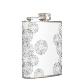 Abstrakte Frühlingsblumen in Schwarz-Weiß Flachmann (Rechts)