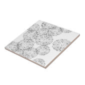 Abstrakte Frühlingsblumen in Schwarz-Weiß Fliese (Seite)