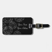 Abstrakte Frühlingsblumen in Schwarz-Weiß Gepäckanhänger (Vorderseite horizontal)