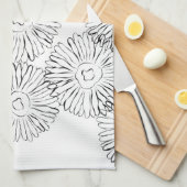 Abstrakte Frühlingsblumen in Schwarz-Weiß Geschirrtuch (Viertel Falte)