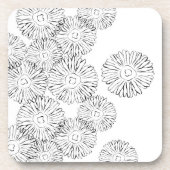 Abstrakte Frühlingsblumen in Schwarz-Weiß Getränkeuntersetzer (Vorderseite)