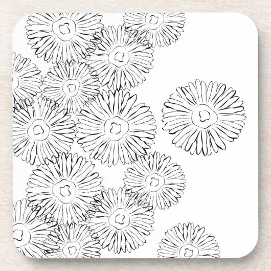 Abstrakte Frühlingsblumen in Schwarz-Weiß Getränkeuntersetzer (Vorderseite)