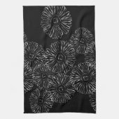 Abstrakte Frühlingsblumen in Schwarz-Weiß Handtuch (Vertikal)