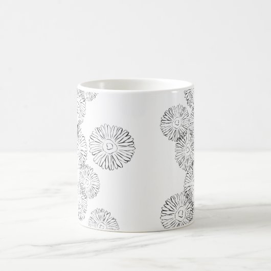 Abstrakte Frühlingsblumen in Schwarz-Weiß Kaffeetasse (Mittel)