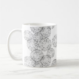 Abstrakte Frühlingsblumen in Schwarz-Weiß Kaffeetasse