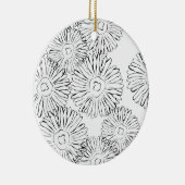 Abstrakte Frühlingsblumen in Schwarz-Weiß Keramikornament (Rechts)