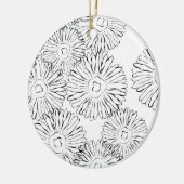 Abstrakte Frühlingsblumen in Schwarz-Weiß Keramikornament (Links)