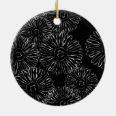 Abstrakte Frühlingsblumen in Schwarz-Weiß Keramikornament (Hinten)