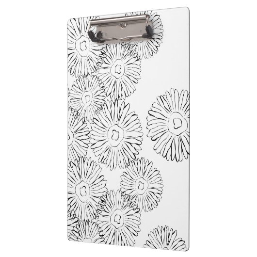 Abstrakte Frühlingsblumen in Schwarz-Weiß Klemmbrett (Links)