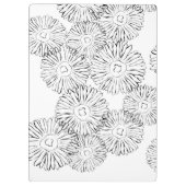 Abstrakte Frühlingsblumen in Schwarz-Weiß Klemmbrett (Rückseite)