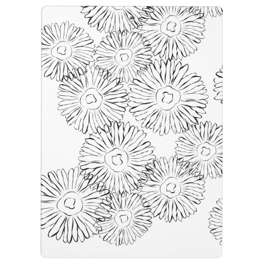 Abstrakte Frühlingsblumen in Schwarz-Weiß Klemmbrett (Rückseite)