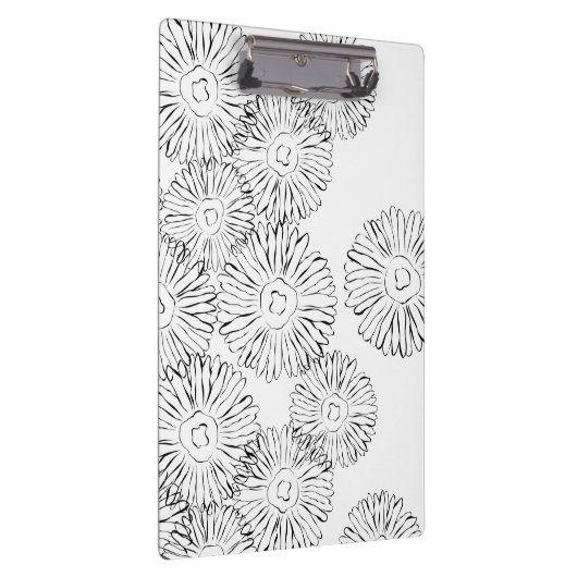Abstrakte Frühlingsblumen in Schwarz-Weiß Klemmbrett (Rechts)