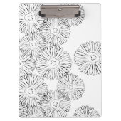 Abstrakte Frühlingsblumen in Schwarz-Weiß Klemmbrett (Vorderseite)