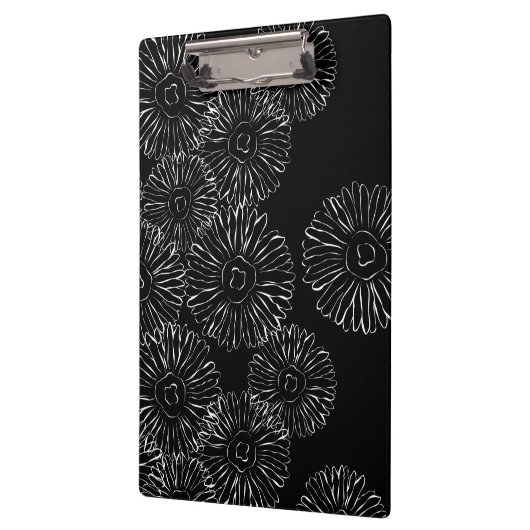Abstrakte Frühlingsblumen in Schwarz-Weiß Klemmbrett (Links)