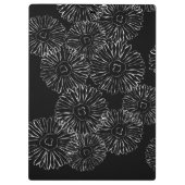 Abstrakte Frühlingsblumen in Schwarz-Weiß Klemmbrett (Rückseite)