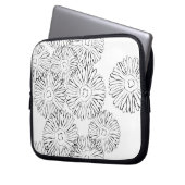 Abstrakte Frühlingsblumen in Schwarz-Weiß Laptopschutzhülle (Vorderseite Links)