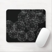 Abstrakte Frühlingsblumen in Schwarz-Weiß Mousepad (Mit Mouse)